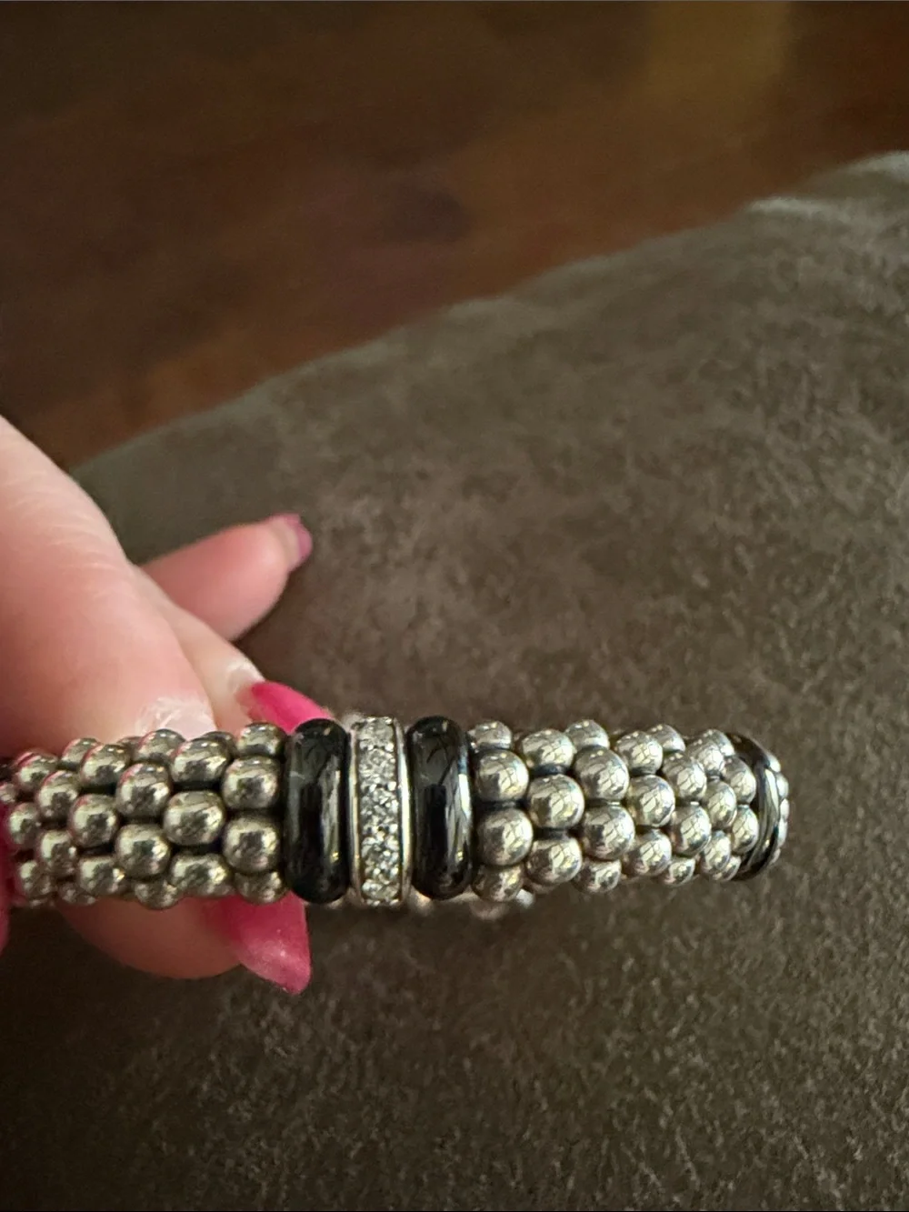 LAGOS size medium caviar bracelet with diamonds